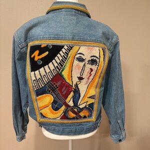 Vintage Kolorway USA Denim Jacket with Colorful Embroidered Art